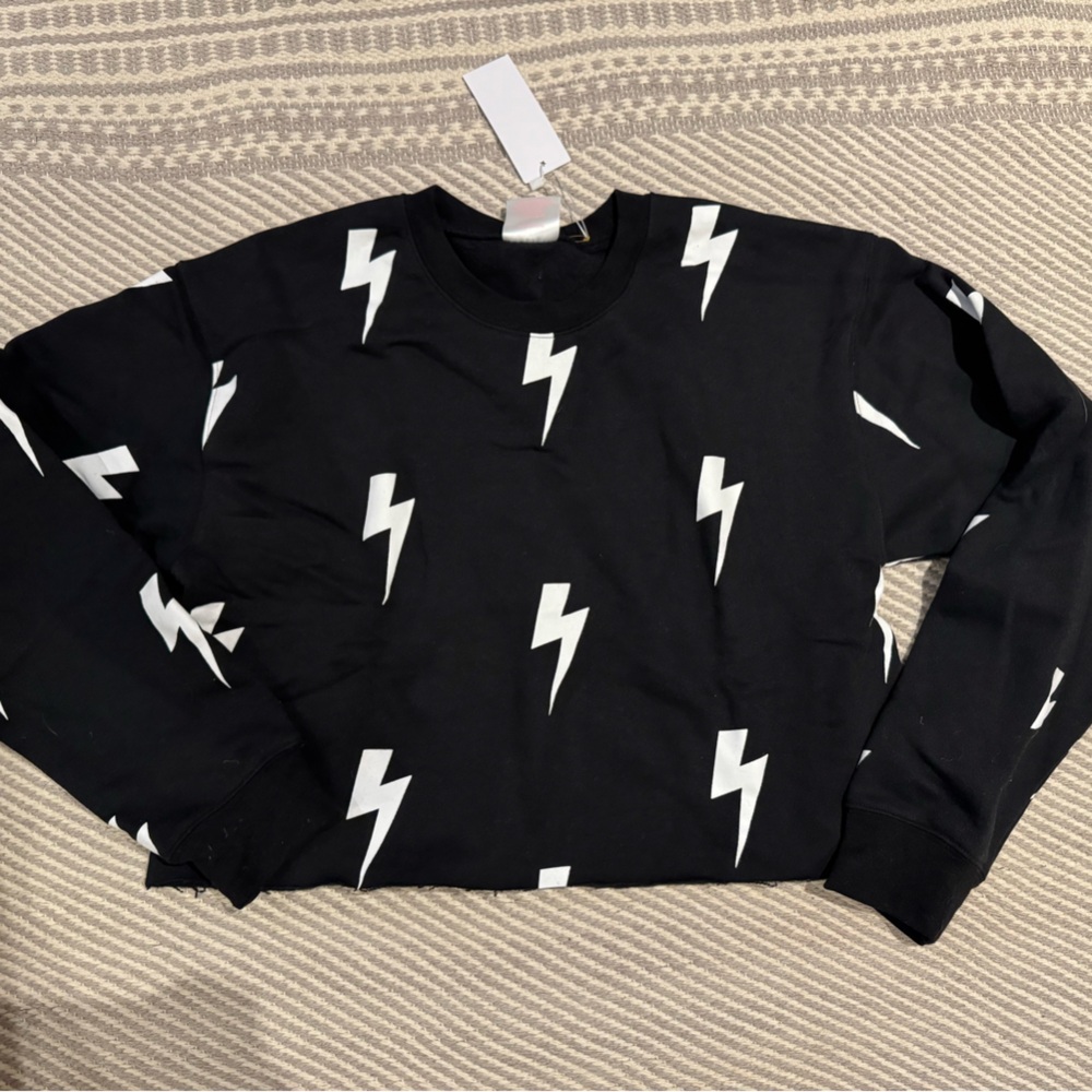 Starfit Black SWEATSET with White Lightning Bolts